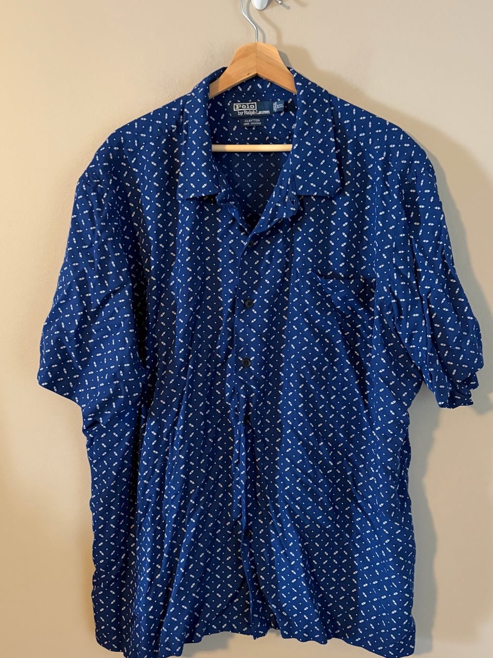 Polo by Ralph Lauren Blue Patterned Short-Sleeve Shirt xxl